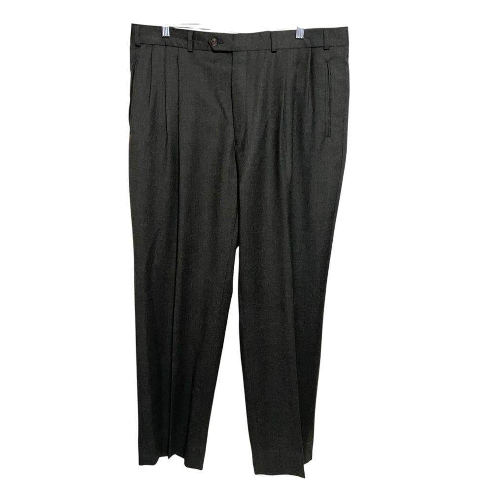 Brandini Collezioni Pants Mens 36X31 Pleated Wool Trousers Vintage Preppy Green